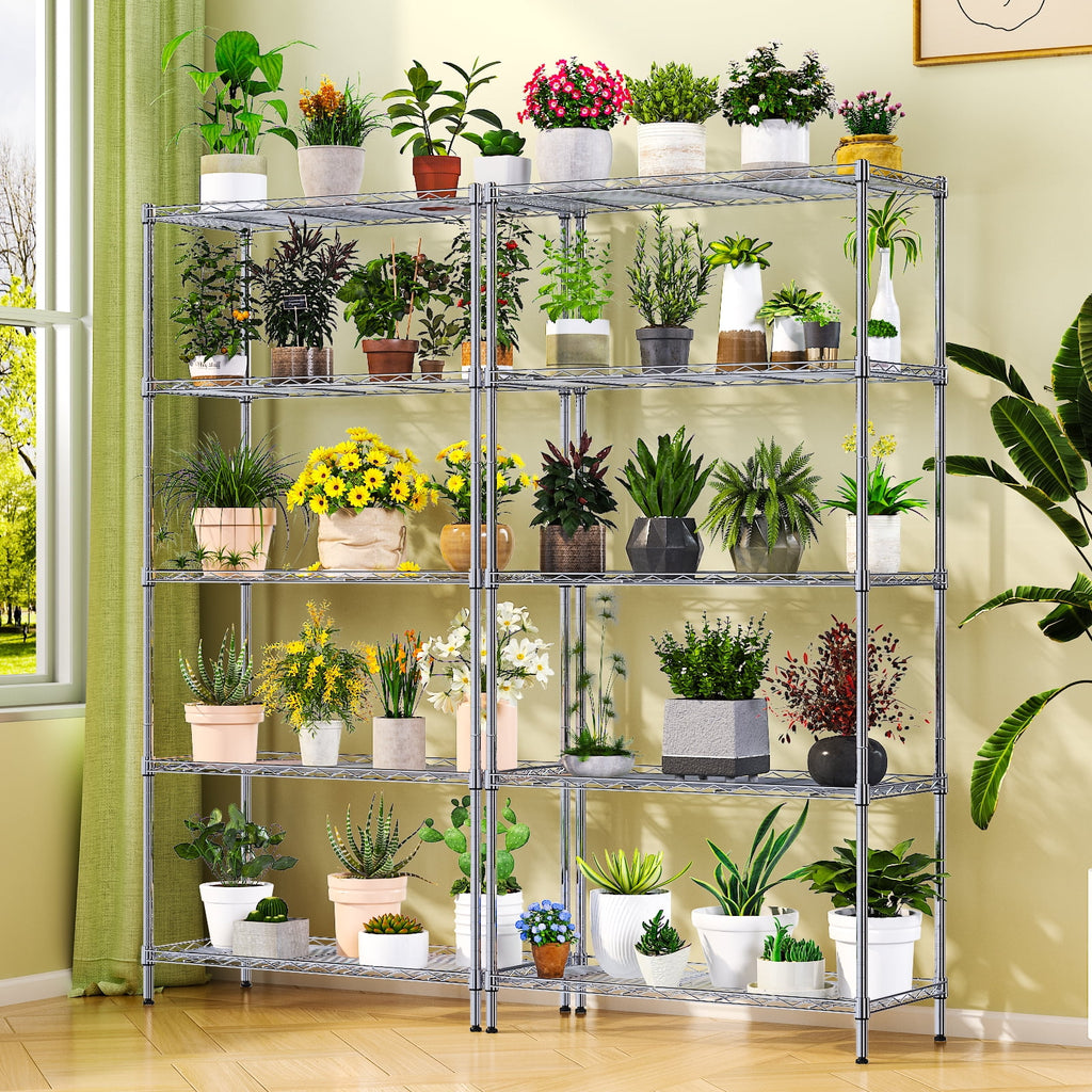 Ktaxon 5-Tier Wire Shelving Unit, Steel Storage Rack for Garage Office Kitchen Silver, 30" W x 14" D x 60" H