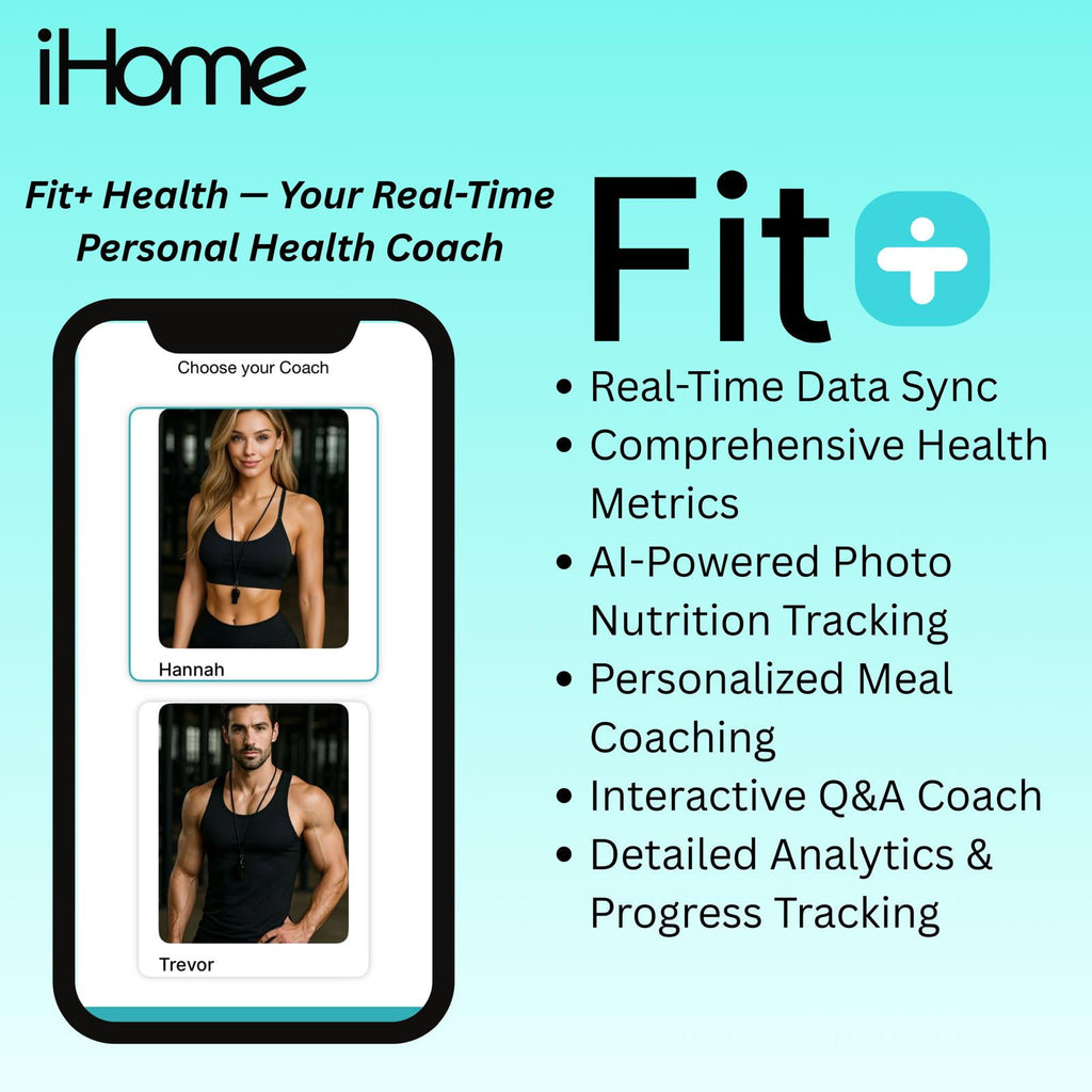 iHome Digital Battery Powered Bathroom Scale 397 lbs with Fit+ Personal Coach App, FSA and HSA Eligible, Black
