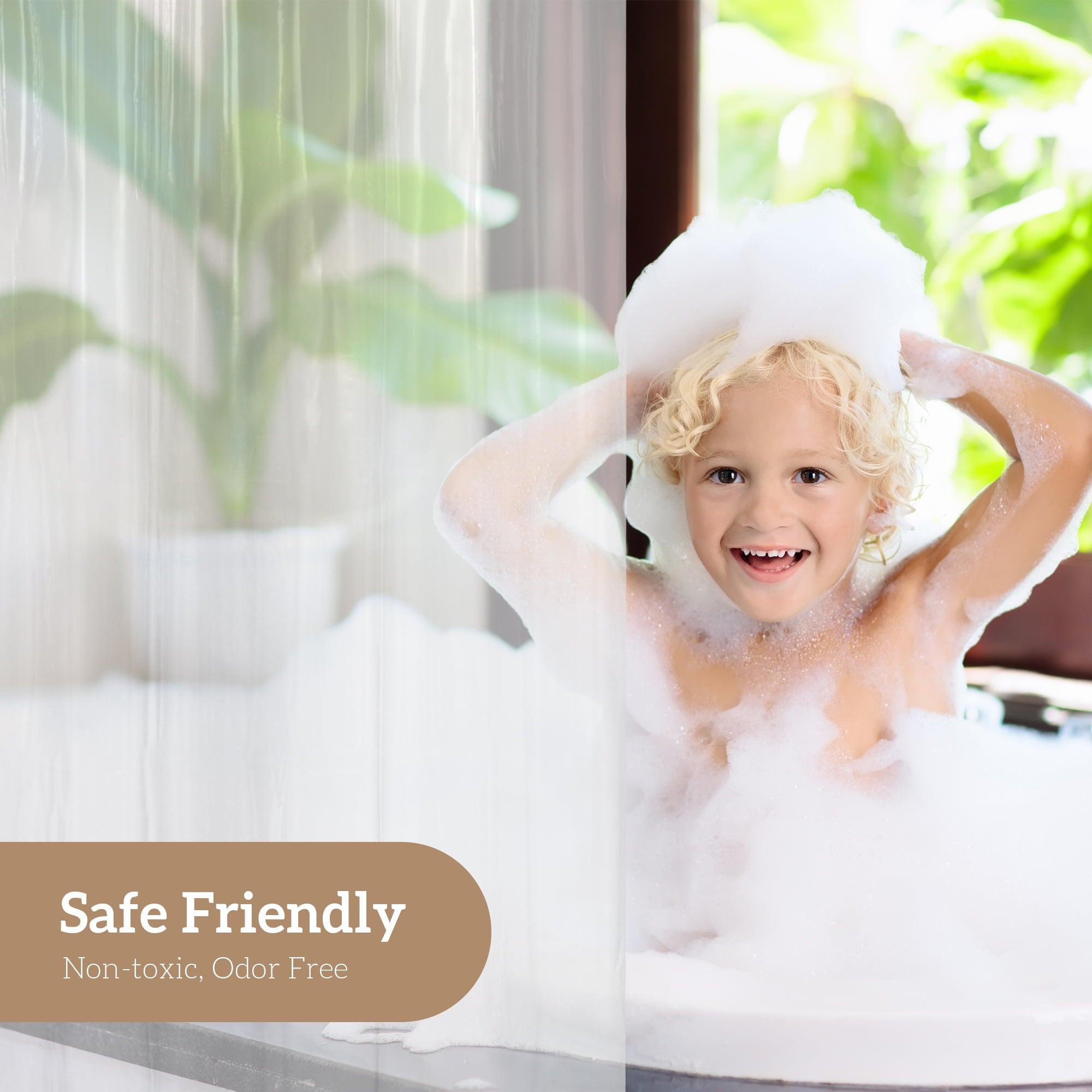 Barossa Design PEVA Clear Plastic Shower Curtain Liner Lightweight with 3 Magnets, Waterproof -72" x 72"