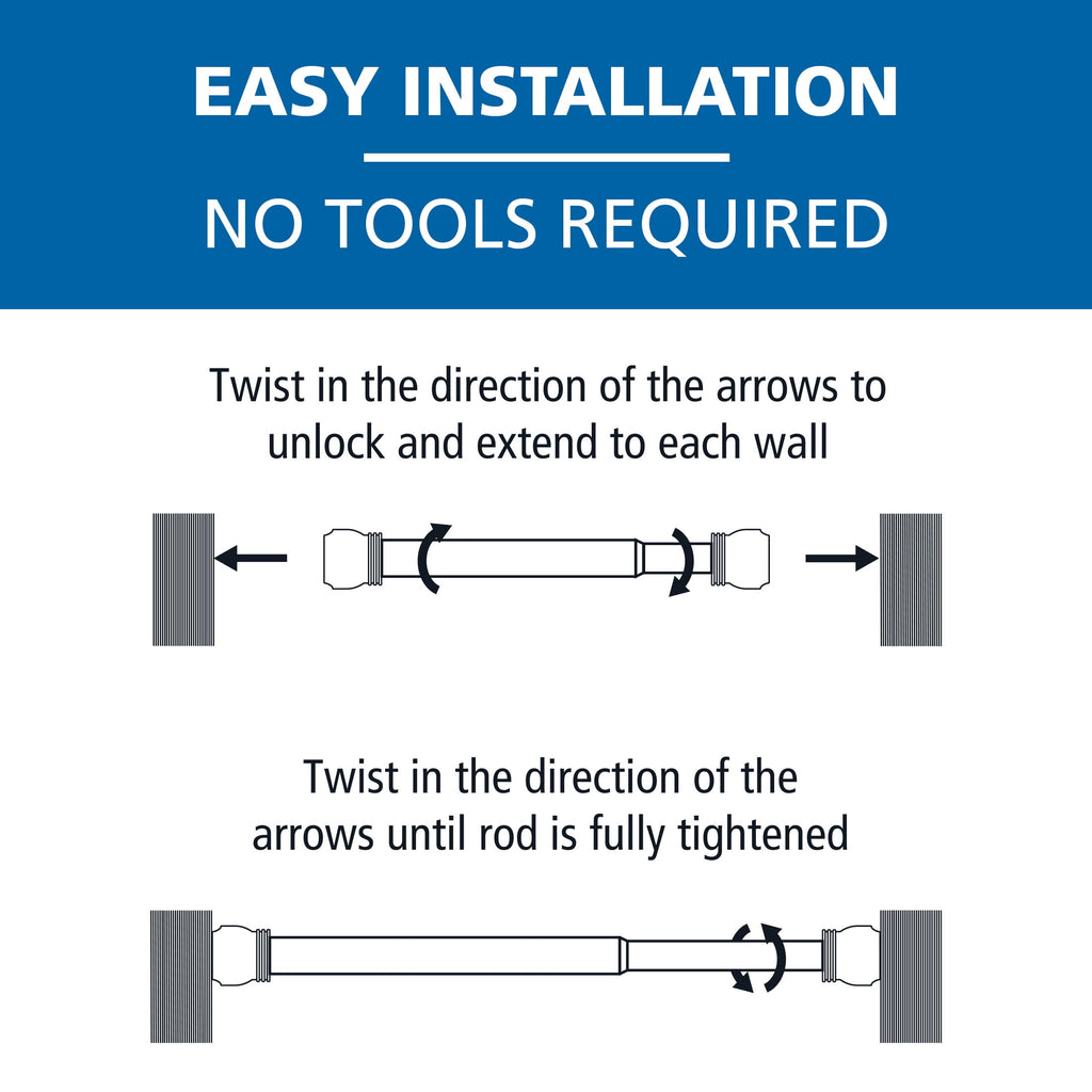 Mainstays Adjustable Tension Shower Curtain Rod, 44" - 72", Easy to Install, No Drilling, Chrome