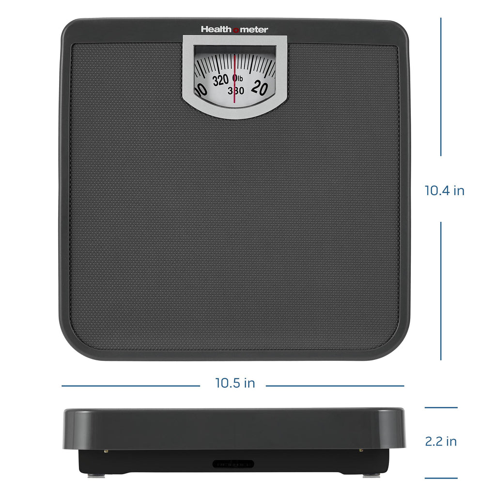 Health o meter Compact Dial Bathroom Scale, 330 lb. Capacity, Sturdy Metal Platform