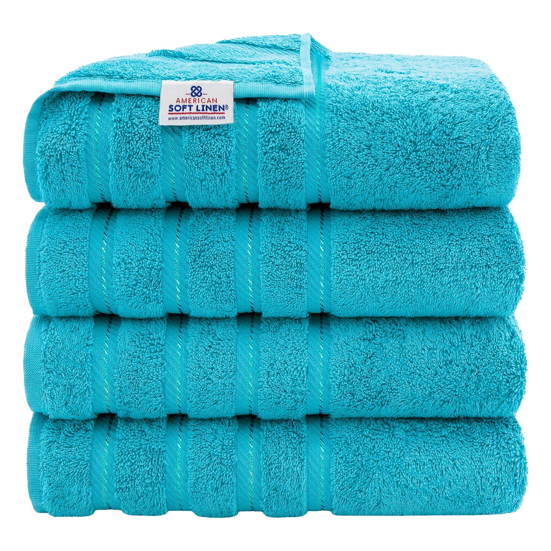 American Soft Linen Turkish 6 Piece Towel Set, 100% Cotton Premium Soft Bathroom Towels, Electric Blue