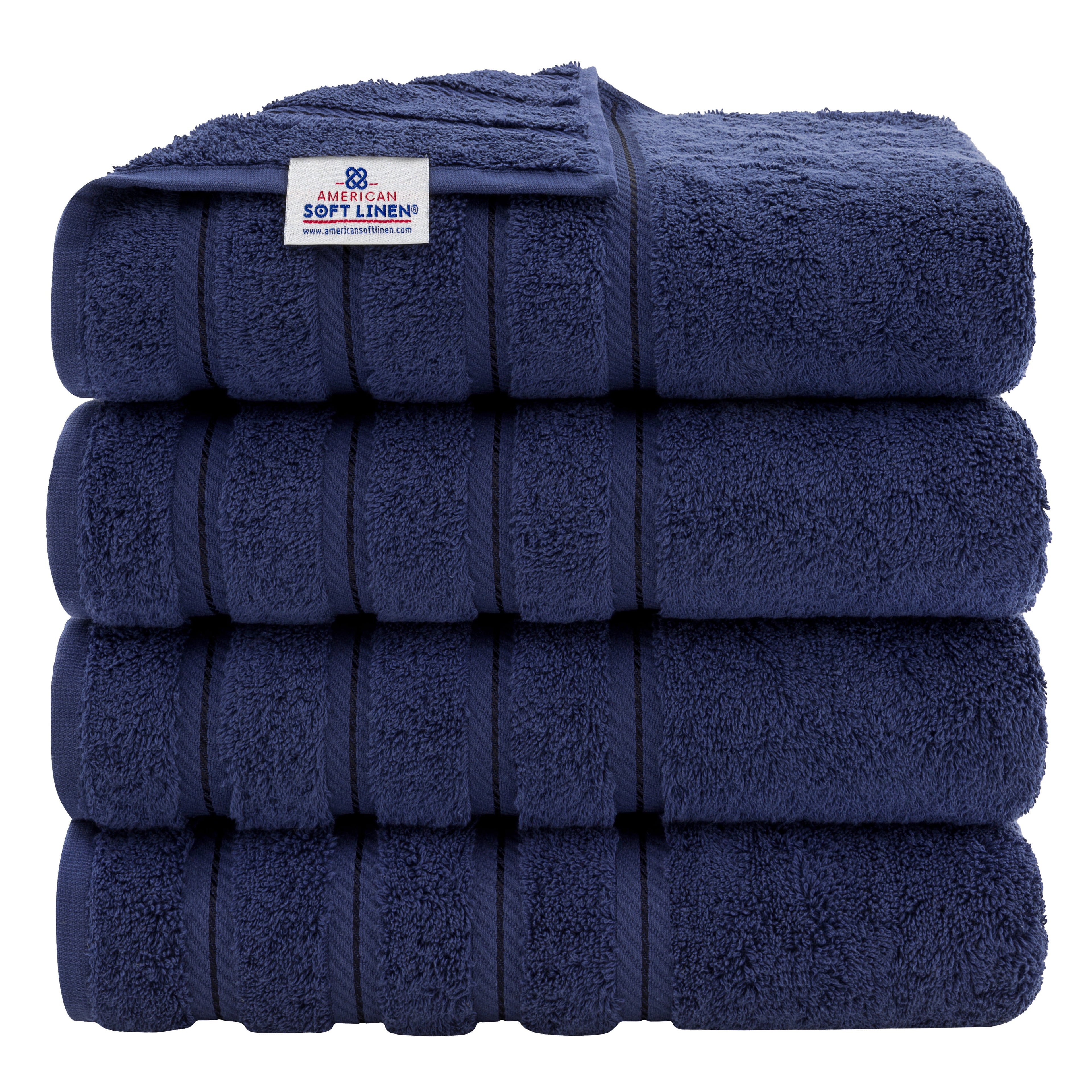 American Soft Linen Turkish 6 Piece Towel Set, 100% Cotton Premium Soft Bathroom Towels, Electric Blue