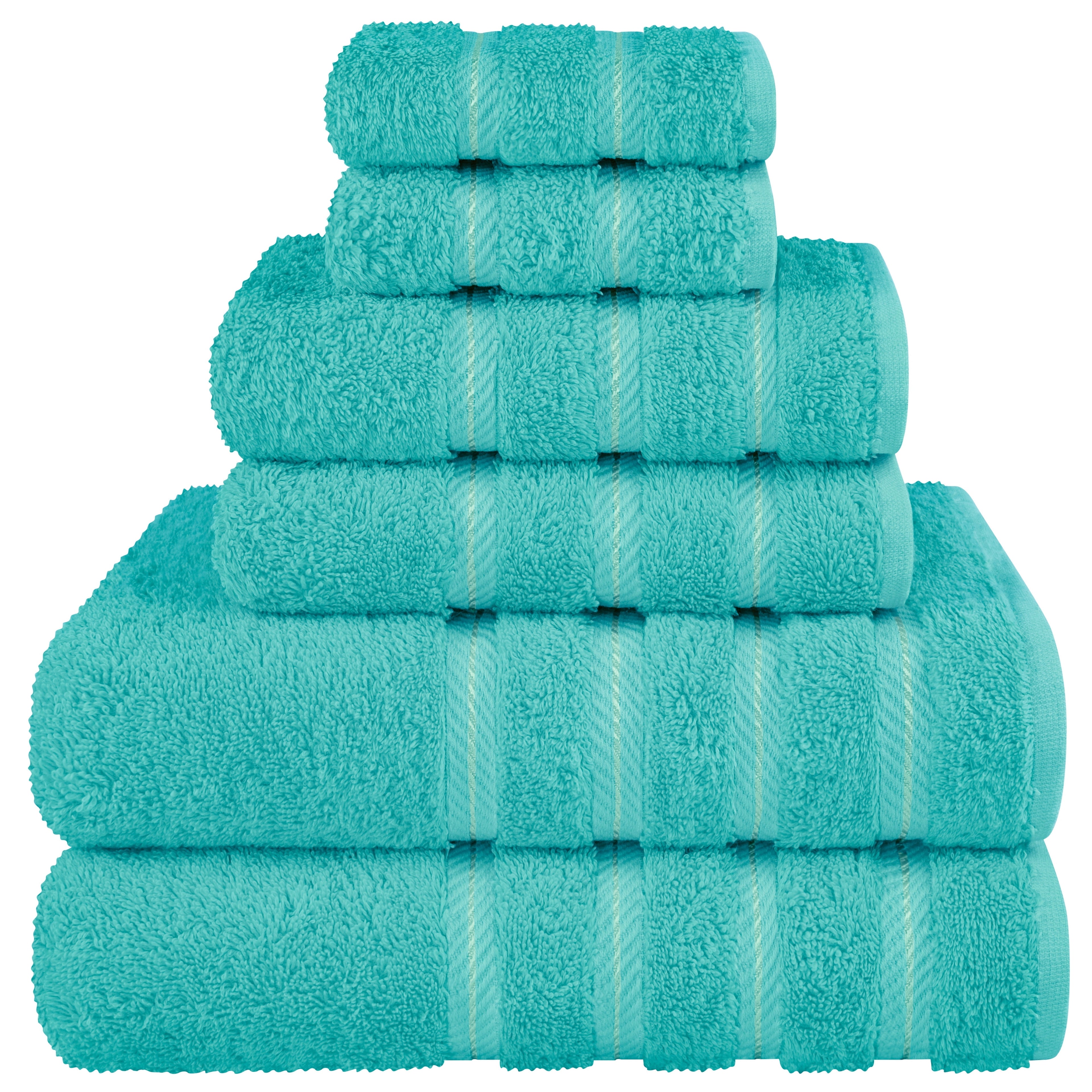 American Soft Linen Turkish 6 Piece Towel Set, 100% Cotton Premium Soft Bathroom Towels, Electric Blue