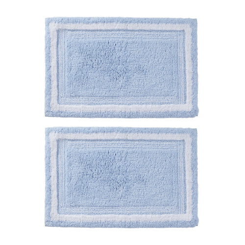 Better Homes & Gardens Bordered Striped 2-Pack Bath Rug Bundle, Blue Drop, 20” x 30”