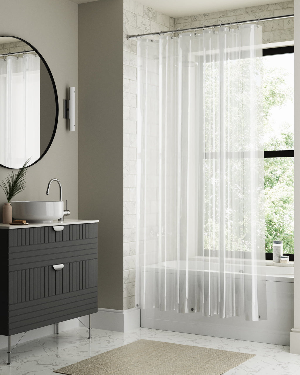 Better Homes & Gardens Heavyweight PEVA Shower Liner, 70" W x 72" H, Soft Silver