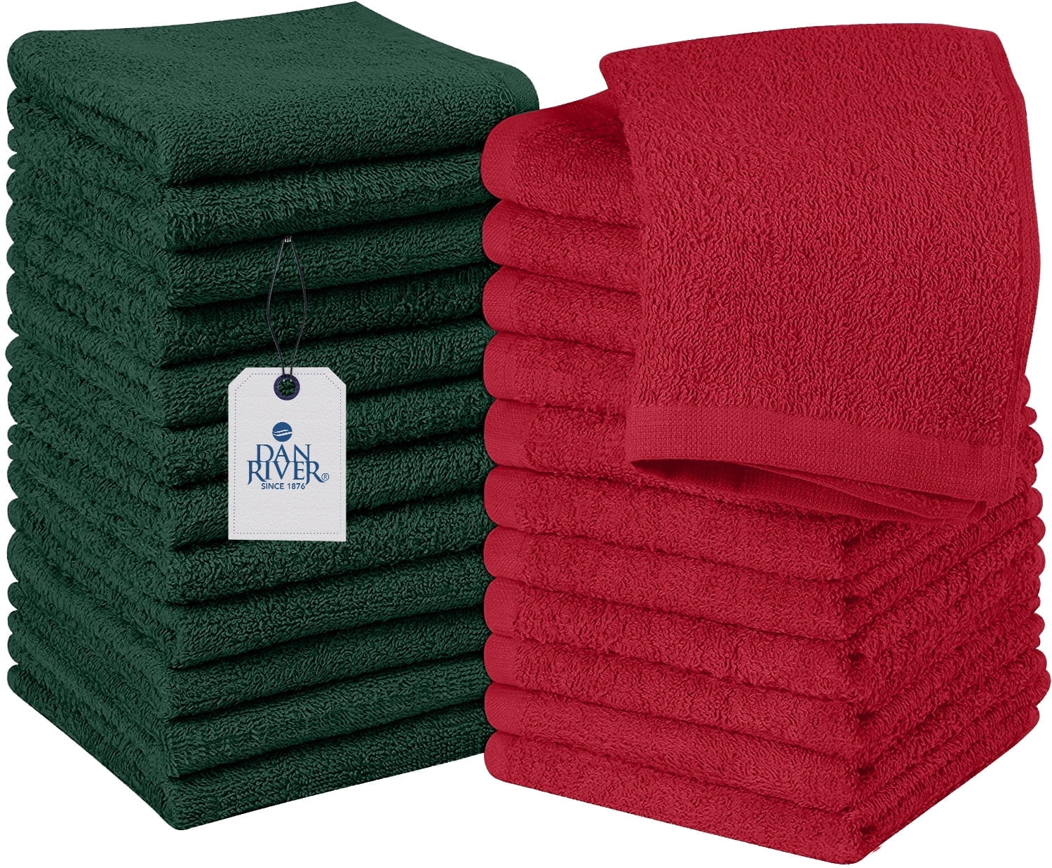 Dan River Washcloths pack of 24 High-Quality Soft Cotton Absorbent and Multipurpose Wash Clothes for Face & Body - Gray, 12x12in