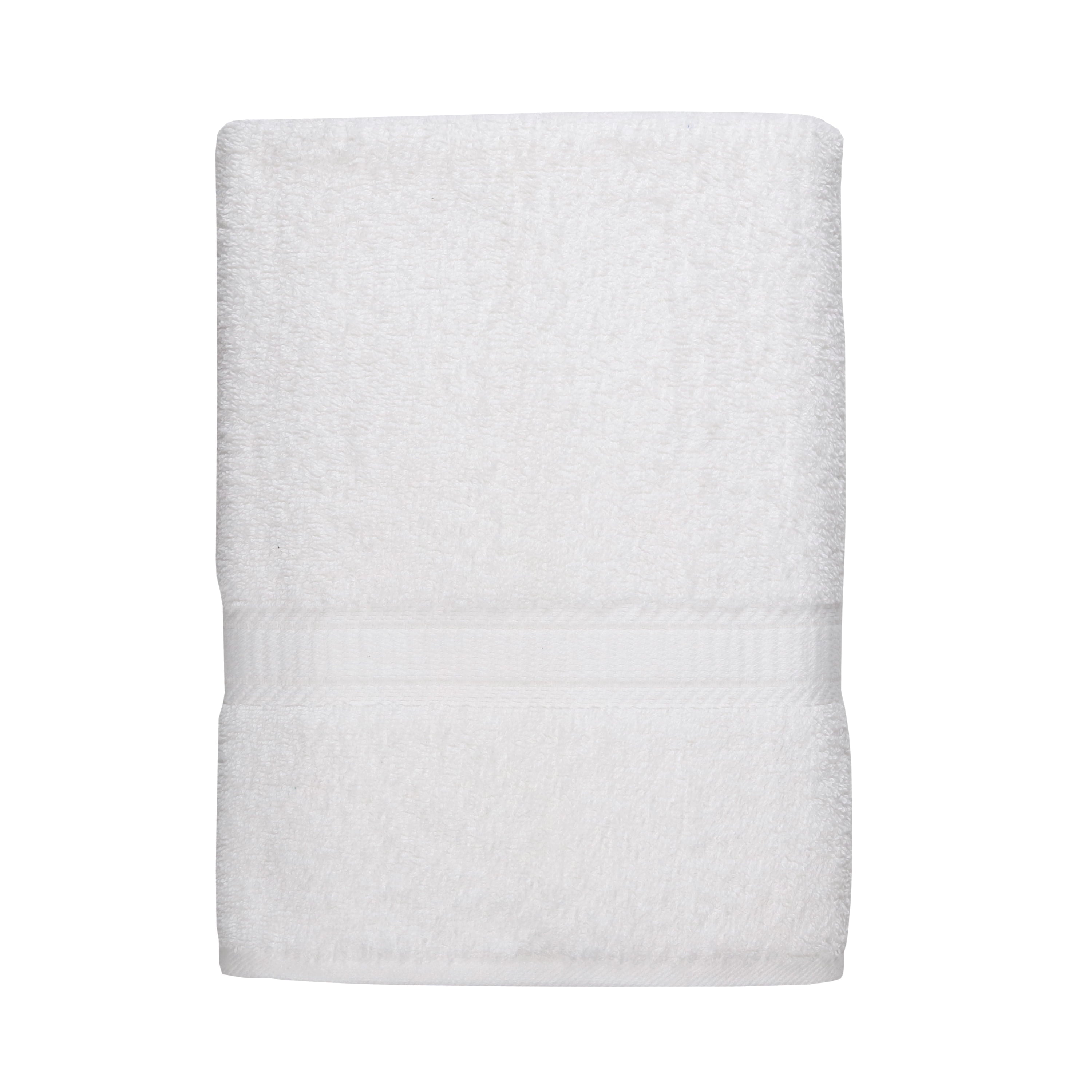 Mainstays Basic Bath Towel, Soft 100%  Cotton and Highly Absorbent Bath Towel, White