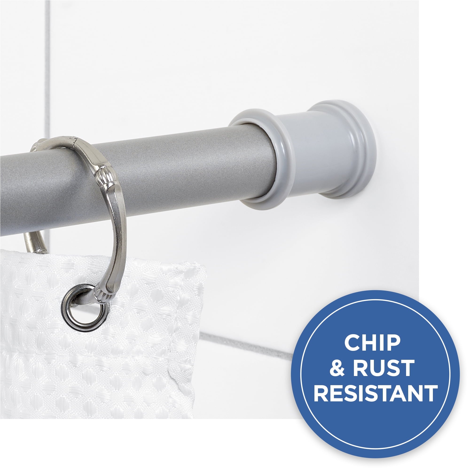 Mainstays Adjustable Tension Shower Curtain Rod, 44" - 72", Easy to Install, No Drilling, Chrome
