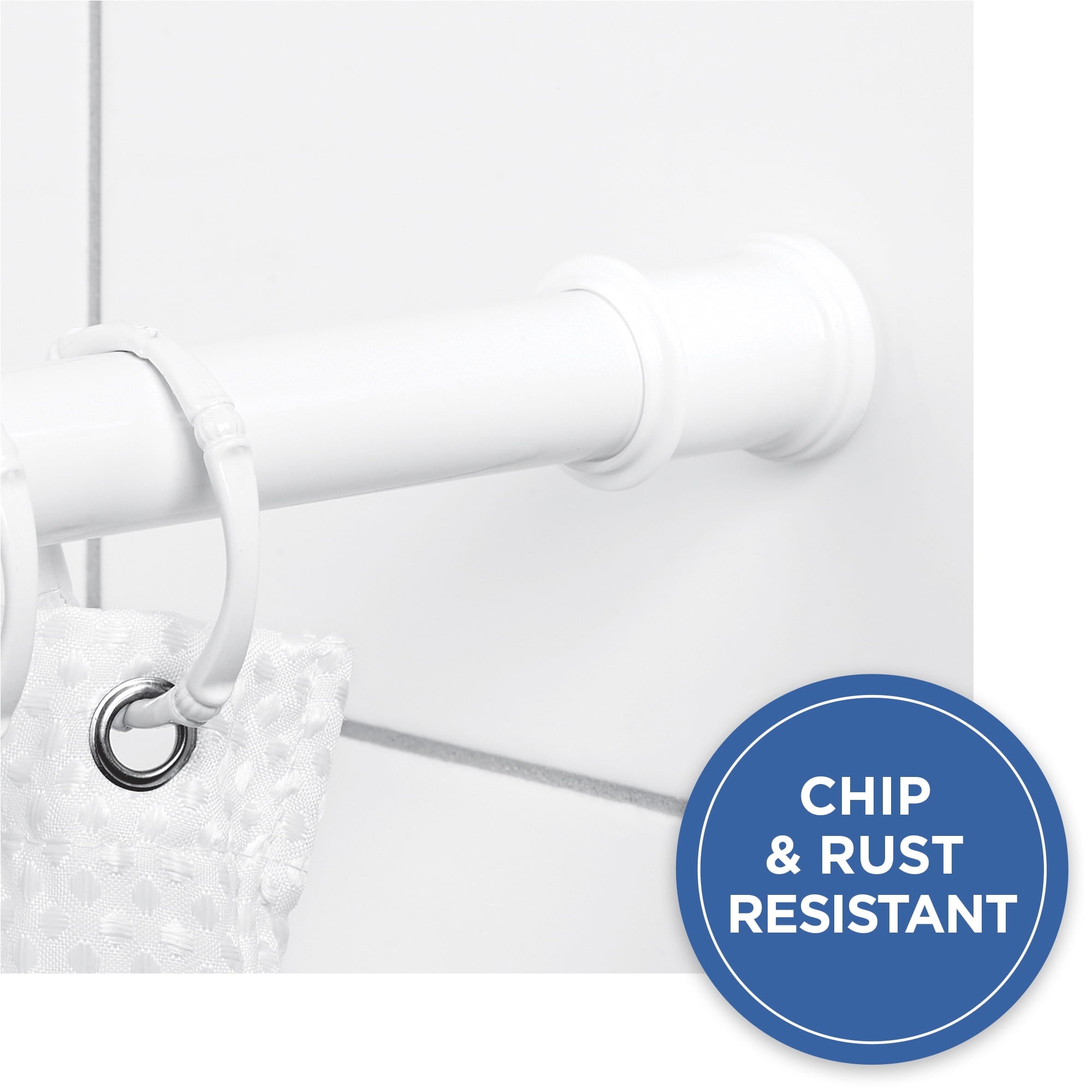 Mainstays Adjustable Tension Shower Curtain Rod, 44" - 72", Easy to Install, No Drilling, Chrome