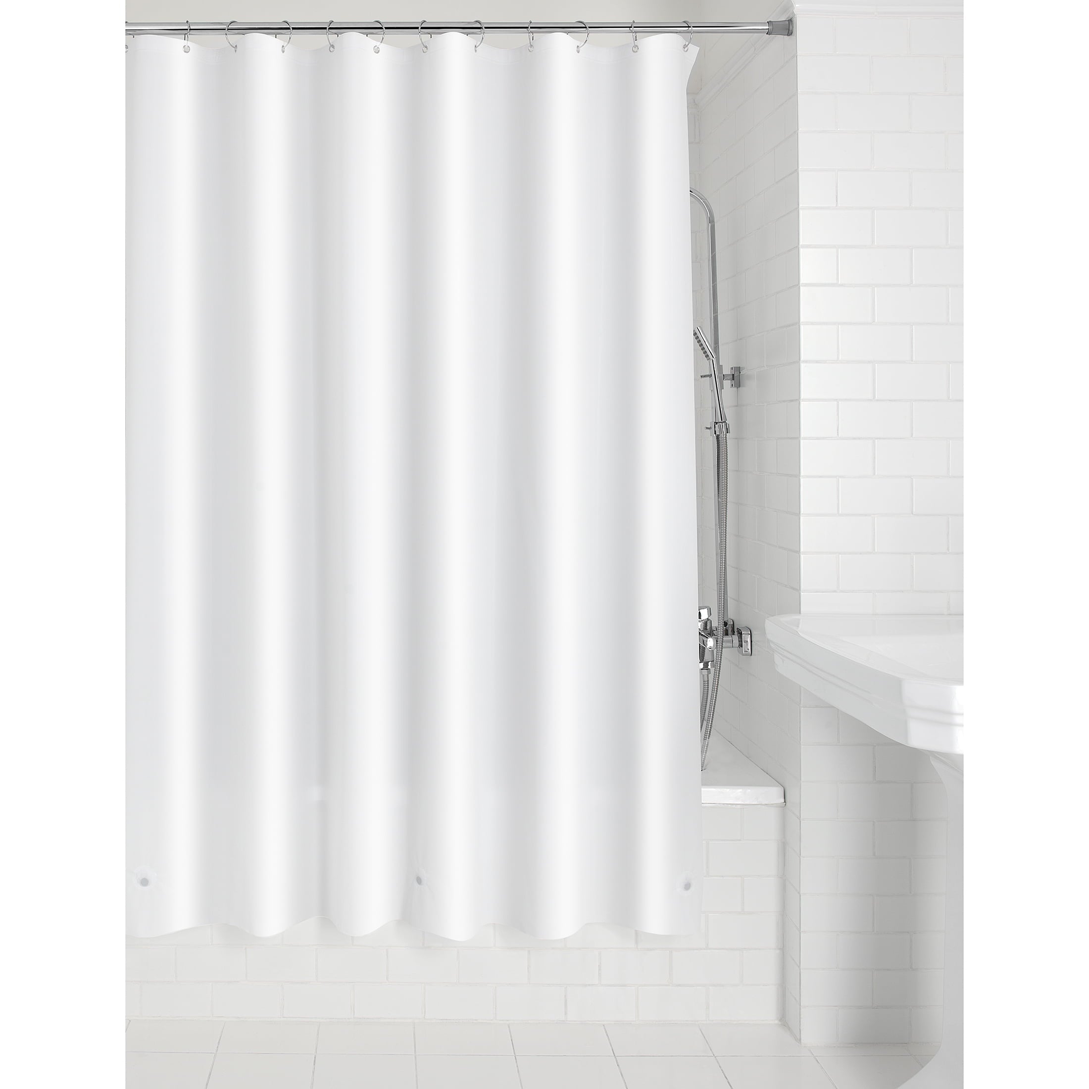 Mainstays Medium Weight PEVA Shower Curtain Liner, 70" x 71" – White