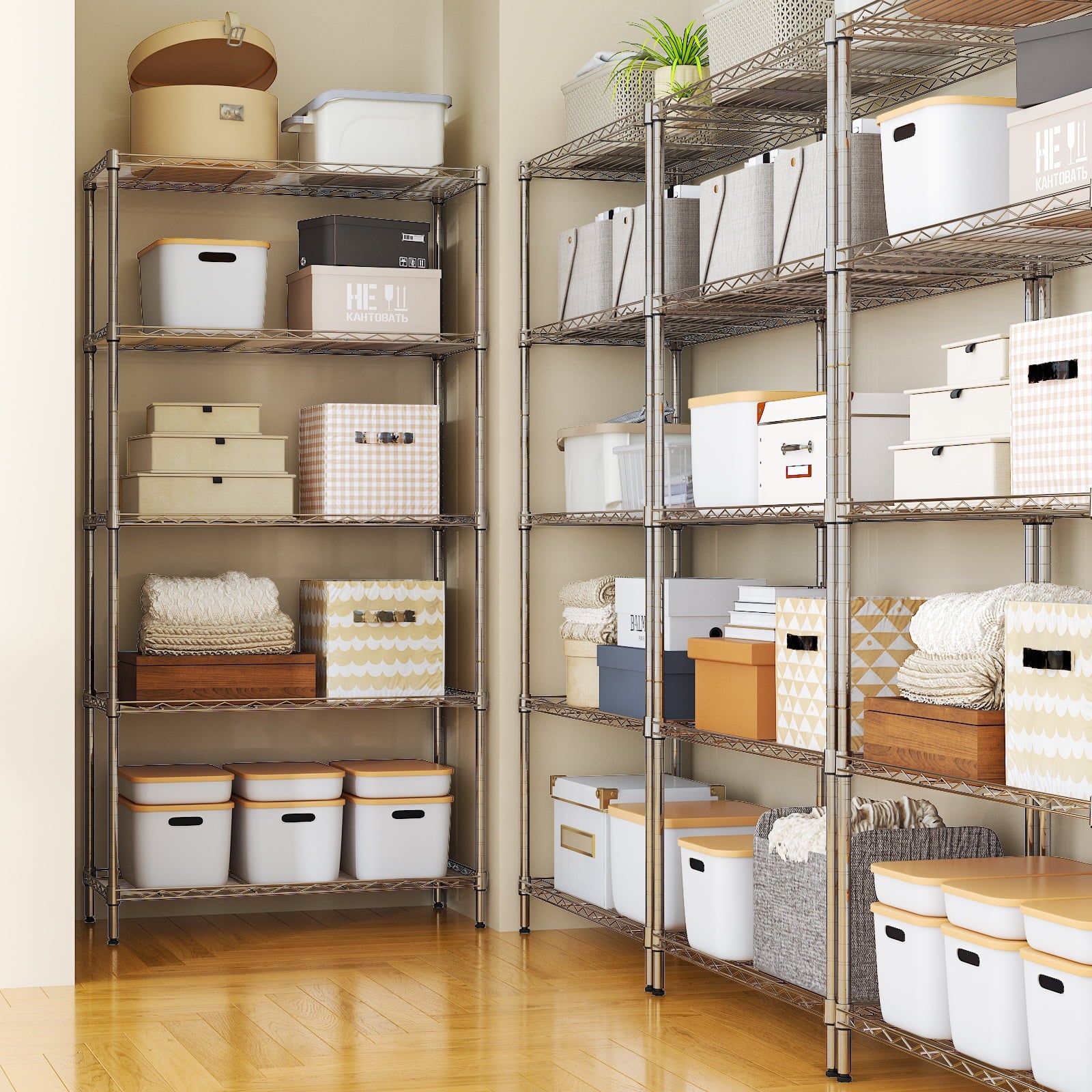 Ktaxon 5-Tier Wire Shelving Unit, Steel Storage Rack for Garage Office Kitchen Silver, 30" W x 14" D x 60" H