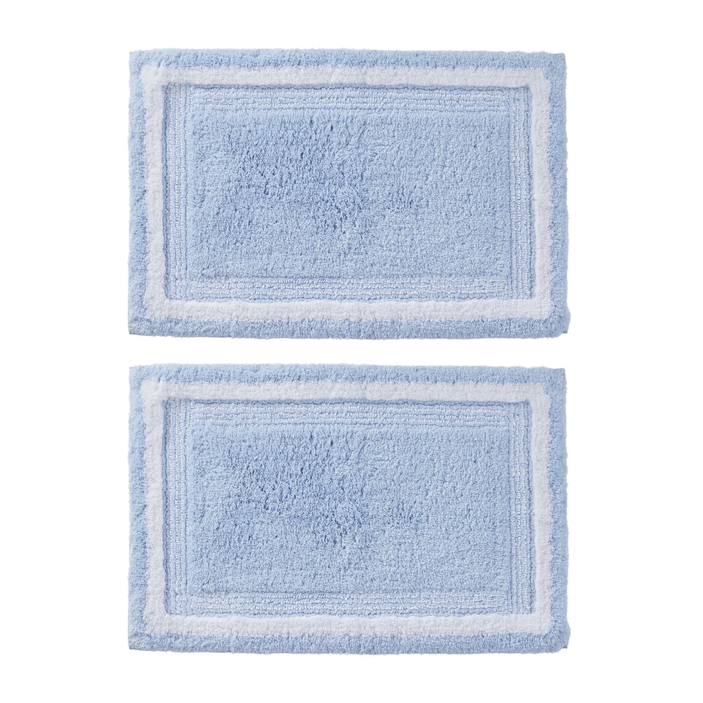 Better Homes & Gardens Bordered Striped 2-Pack Bath Rug Bundle, Blue Drop, 20” x 30”