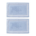 Better Homes & Gardens Bordered Striped 2-Pack Bath Rug Bundle, Blue Drop, 20” x 30”