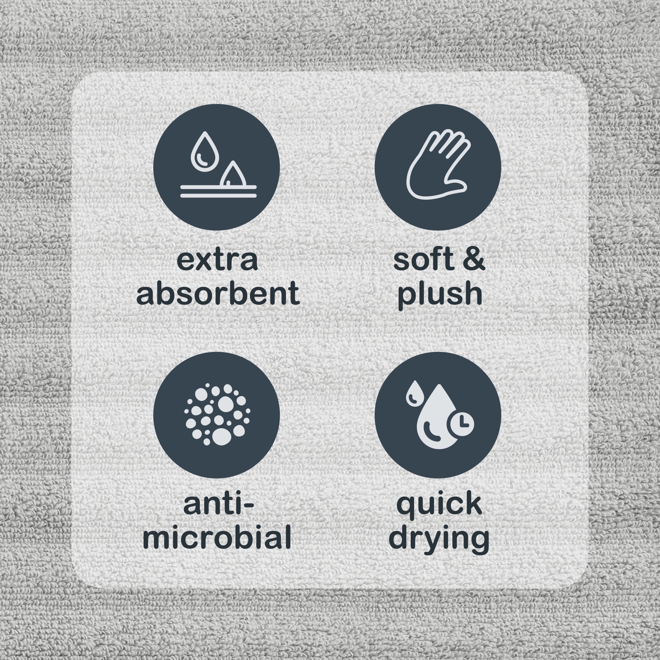 Mainstays Performance Cotton Bath Towel, Super Soft Quick Dry Fade Resistant, Textured Silver