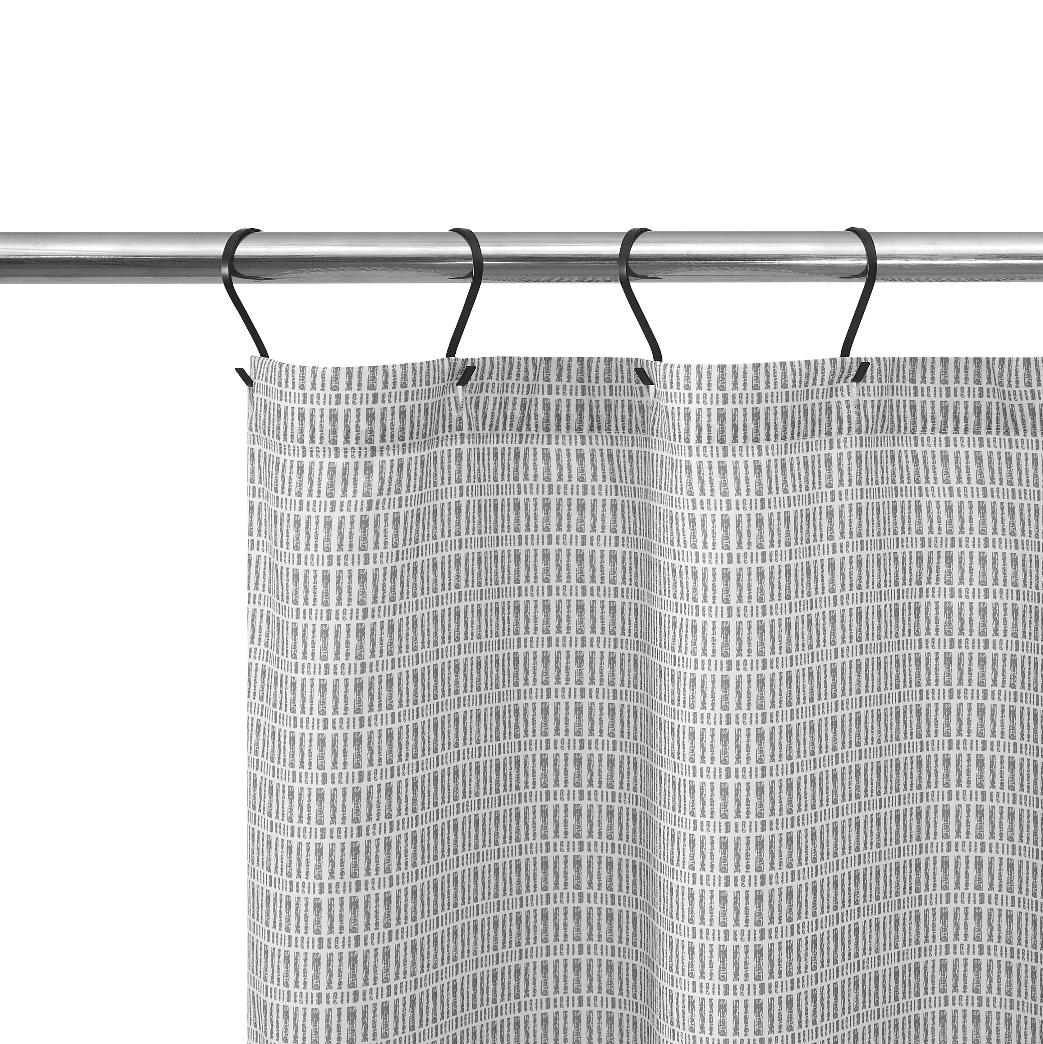 Mainstays 15-Piece Grey Blocks Bathroom Set – Geometric Shower Curtain, Bath Rugs & Hooks, Modern Washable Design